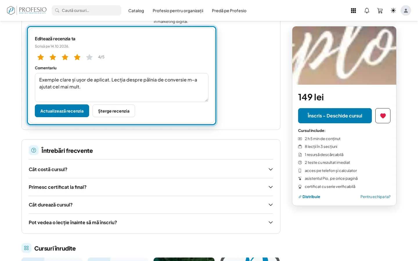 Formularul „Lasă o recenzie”
