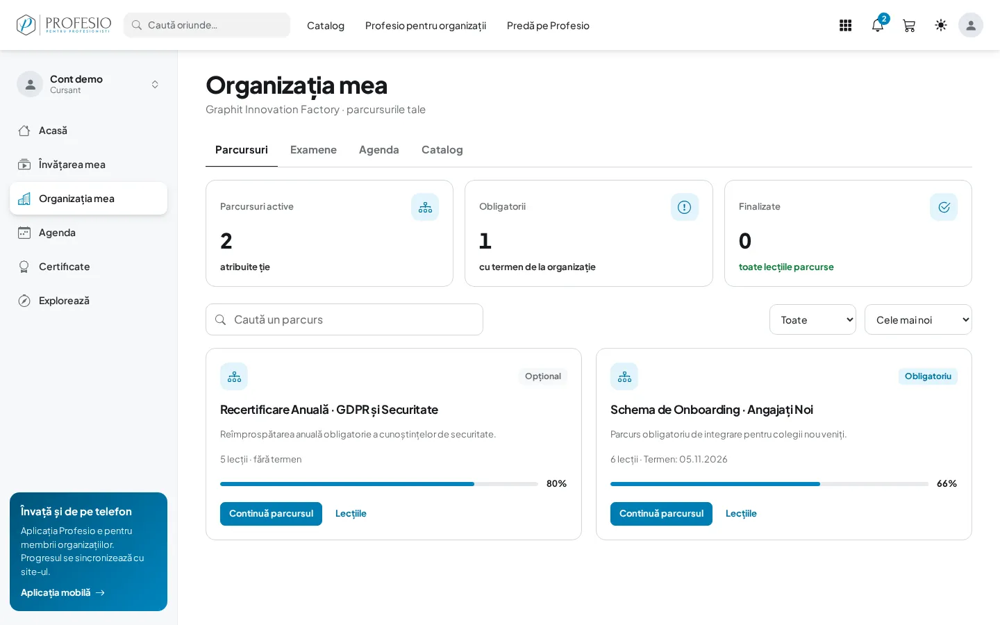 Lista parcursurilor atribuite